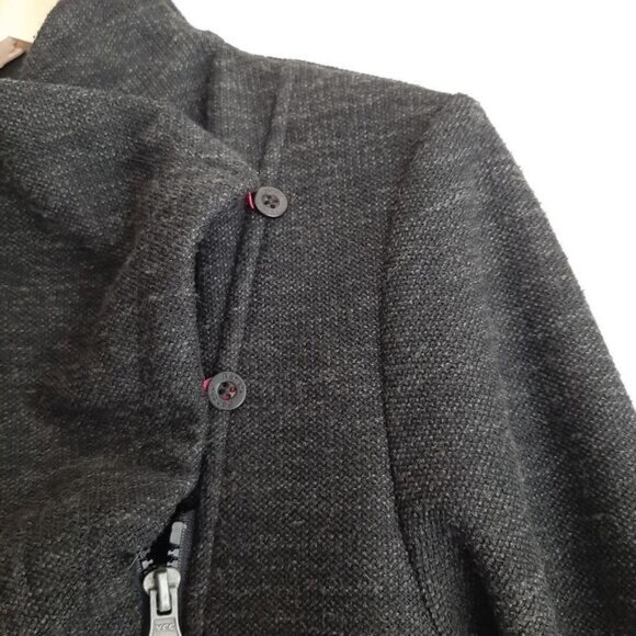 BENCH Moto Biker Full Zip Jacket Woven Fabric Fleece Lined Grey Sz M Flawed - Picture 9 of 16